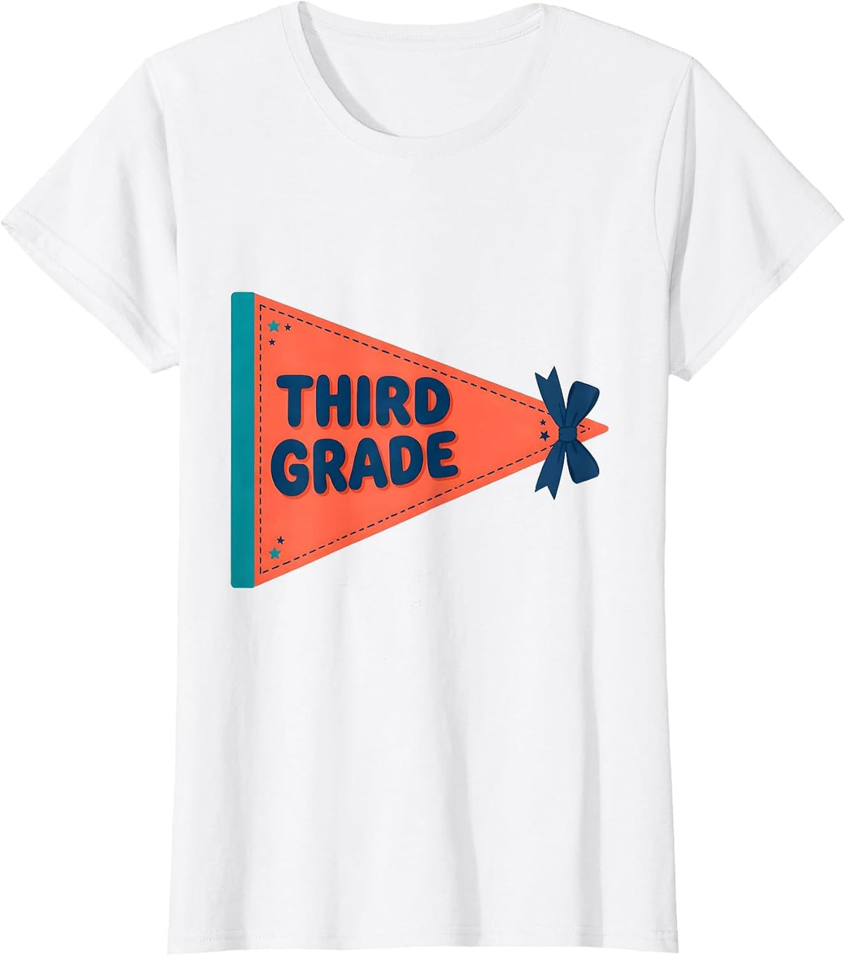 Third Grade Preppy Pennant Flag Back to School Teacher T-Shirt - White