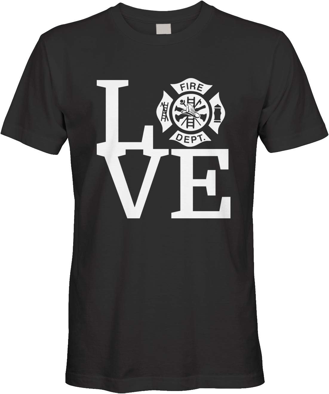 Men's Love Fire Department Firefighter Fire Fighter T-Shirt - Black
