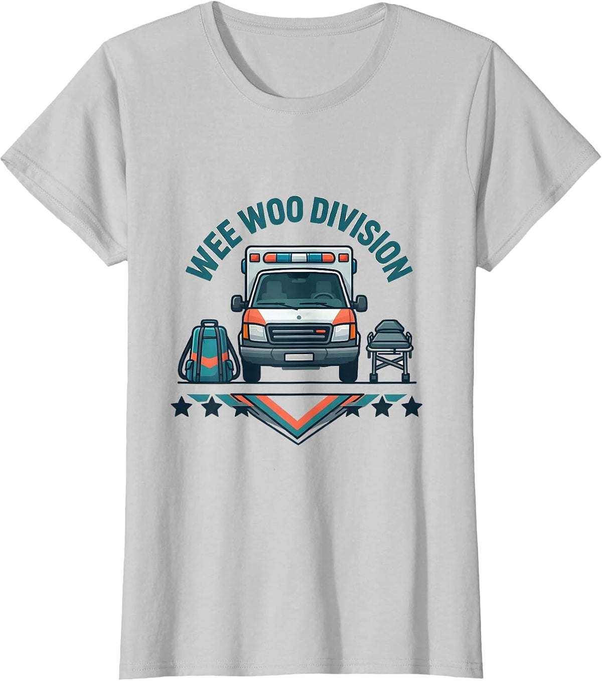 Wee Woo Division Flat Vector EMS Paramedic EMT Gag Humor T-Shirt - Silver Grey