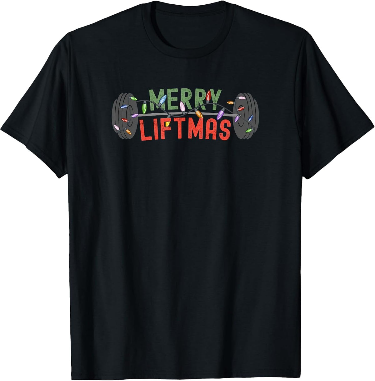 Merry Liftmas - Funny Weightlifter, Weightlifting, Weights T-Shirt - Black