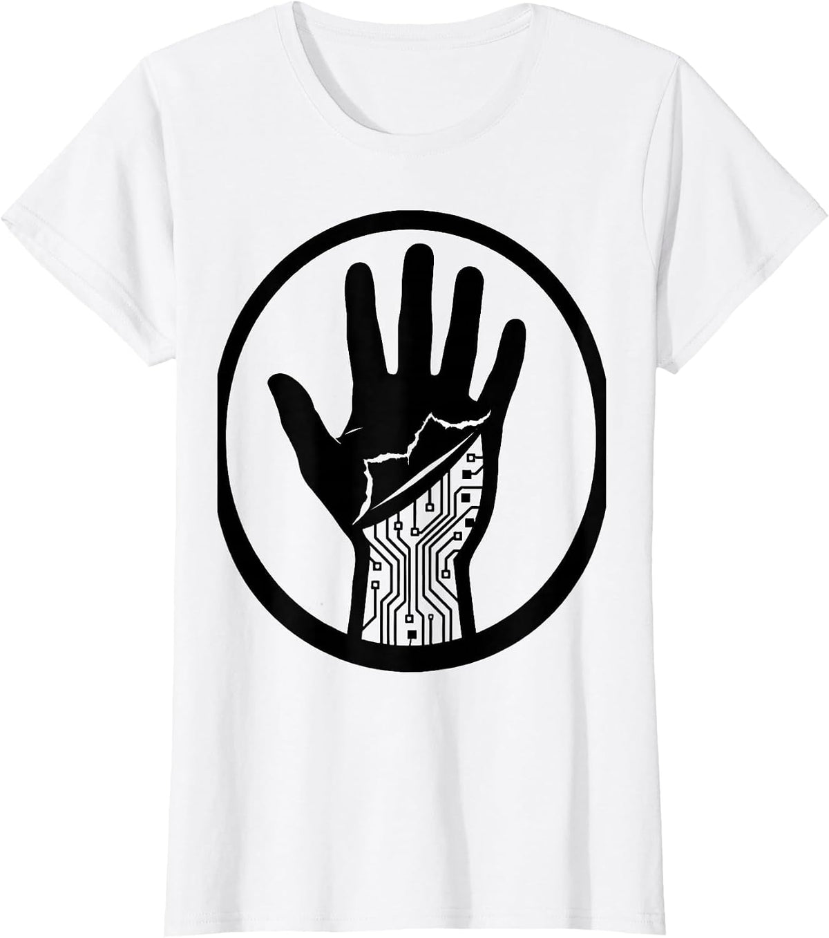 Circuitry Beneath the Skin Graphic Design T-Shirt - White