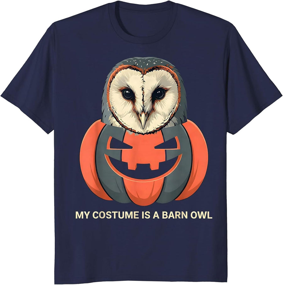 My Costume Is A Barn Owl Funny Bird Lover Halloween Costume T-Shirt - Navy Blue
