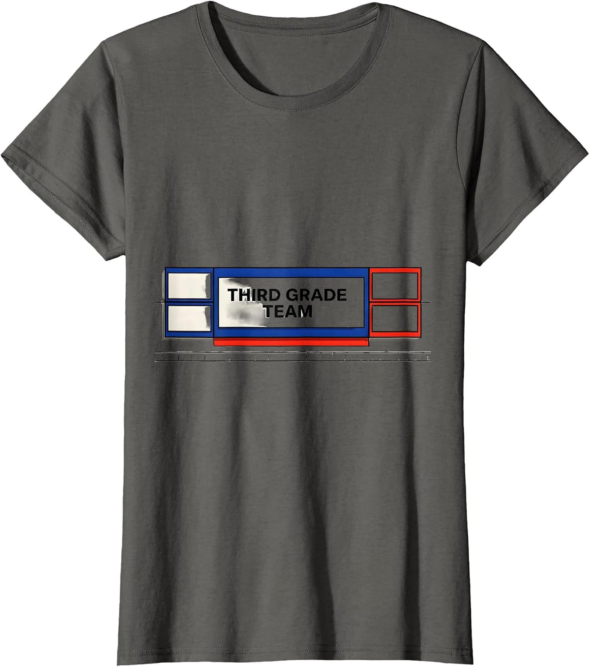 Women's Third Grade Team Geometric Staff Crew Matching T-Shirt - Asphalt Grey