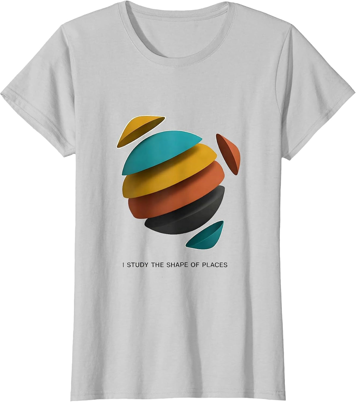 I Study The Shape Of Places Midcentury Modern Geography T-Shirt - Silver Grey
