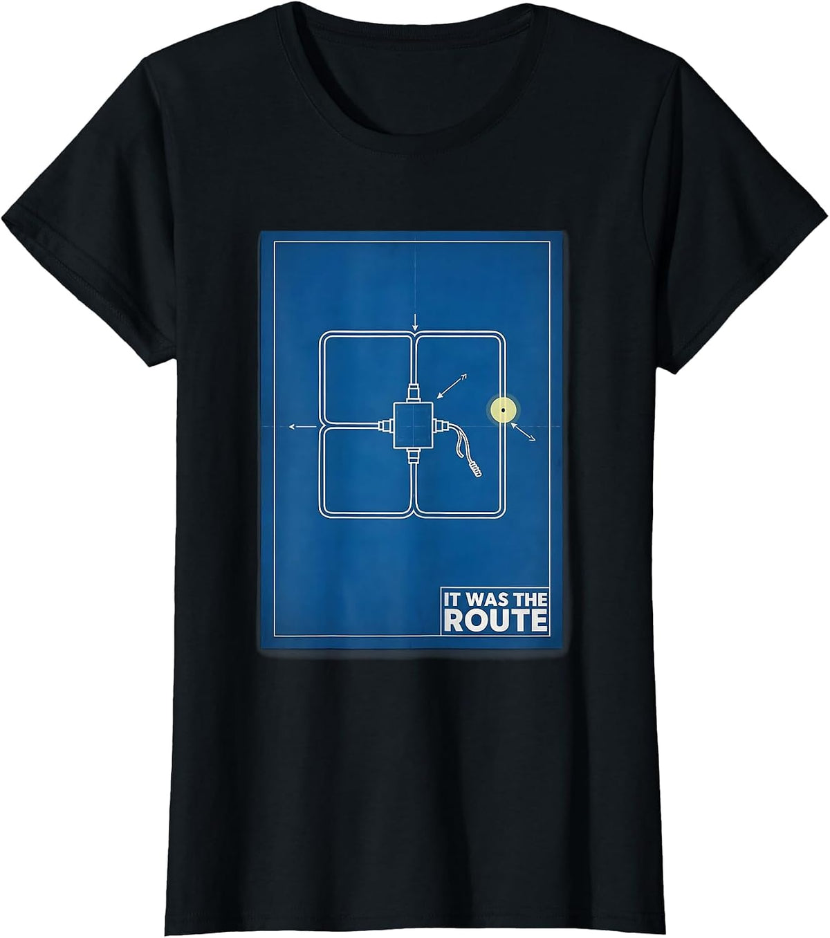 It Was The Route Funny Electrician Retirement Humor T-Shirt - Black