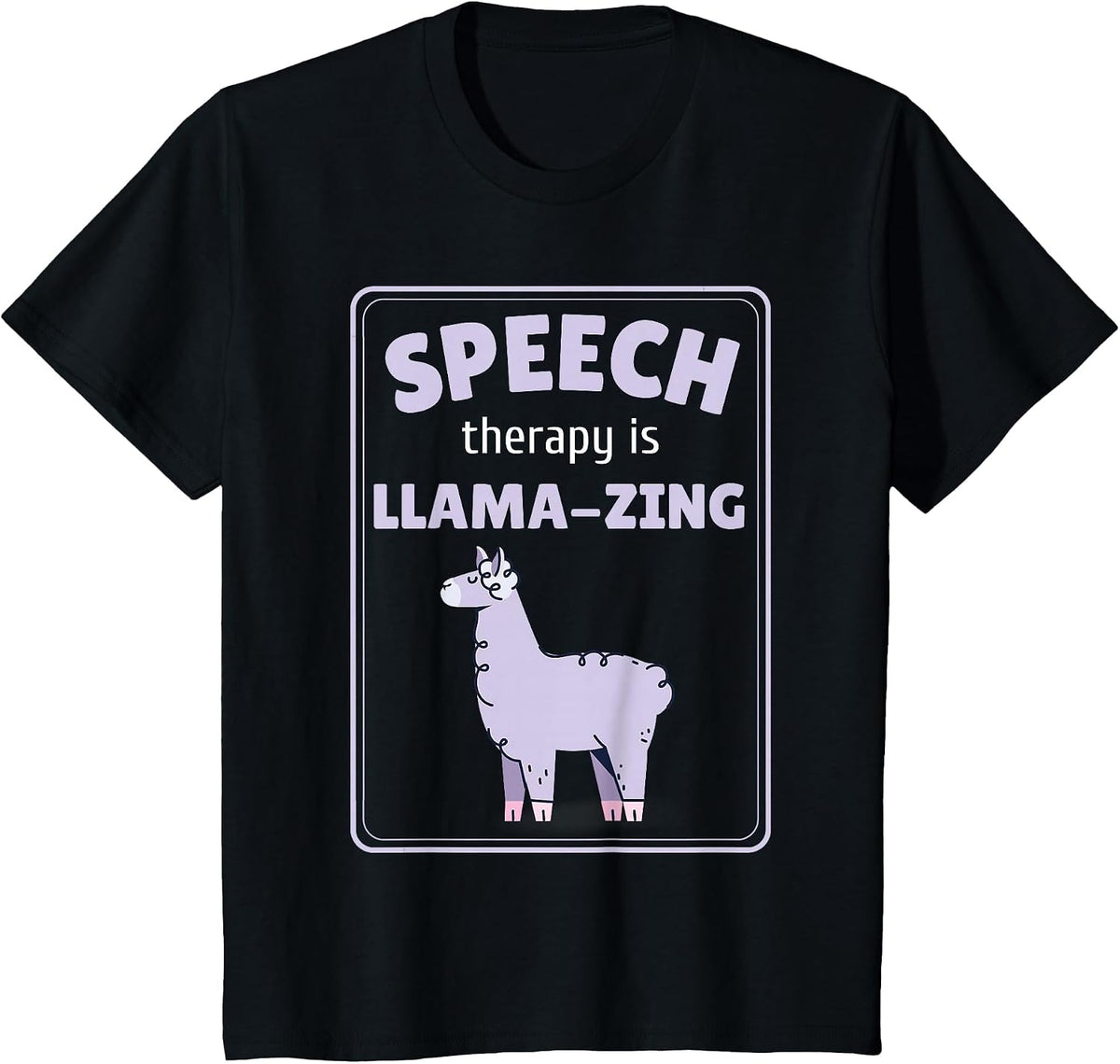 Speech Therapy Pathologist SLP Llama T-Shirt - Black