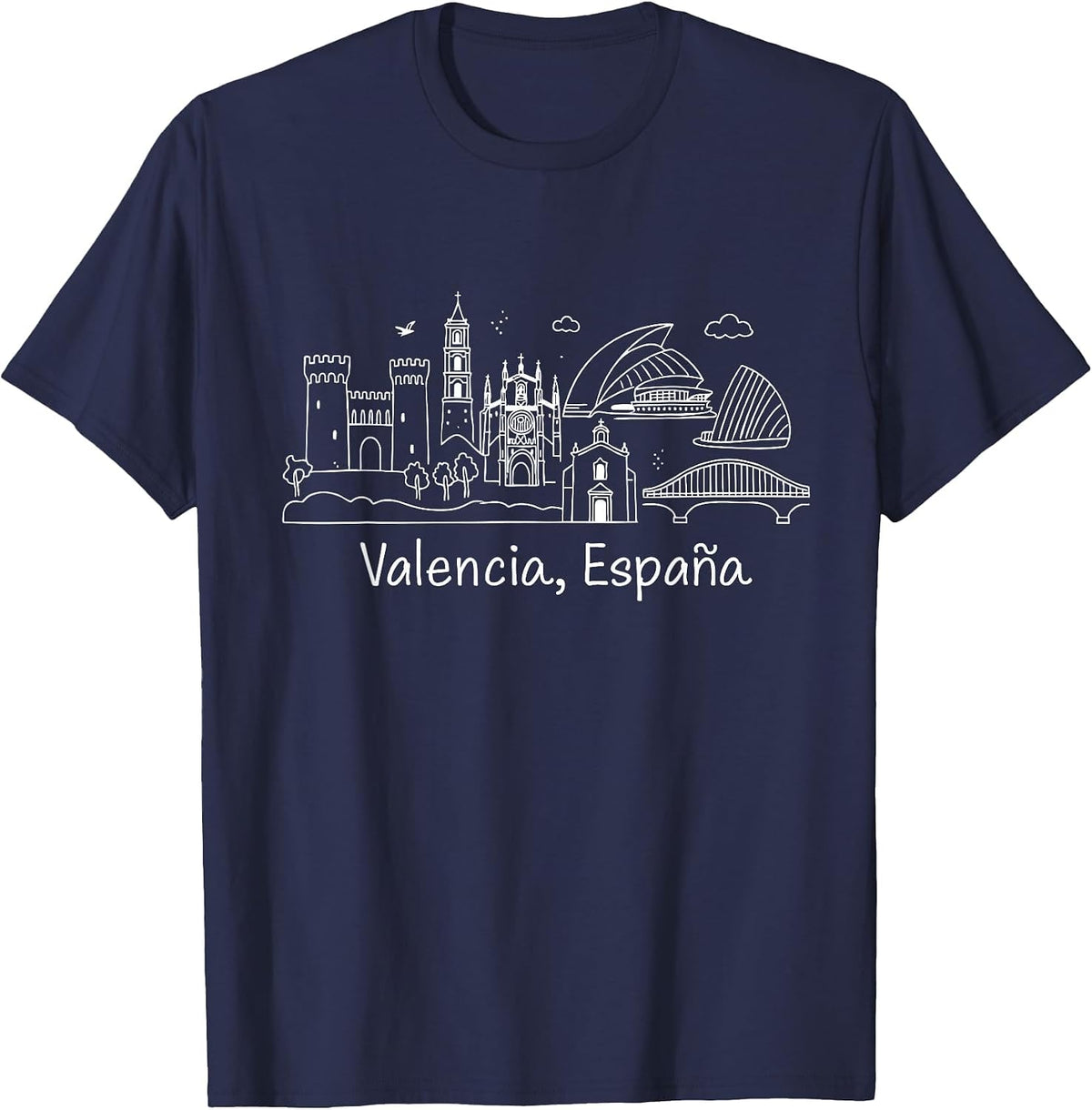 Souvenirs from Valencia Spain Skyline Valencia España T-Shirt - Navy Blue