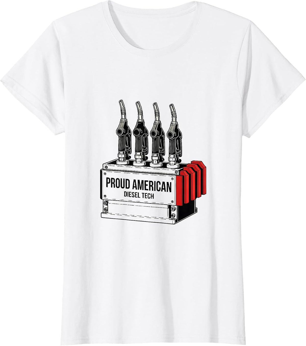 Proud American Diesel Tech Patriotic Diesel Tech Oilfield T-Shirt - White