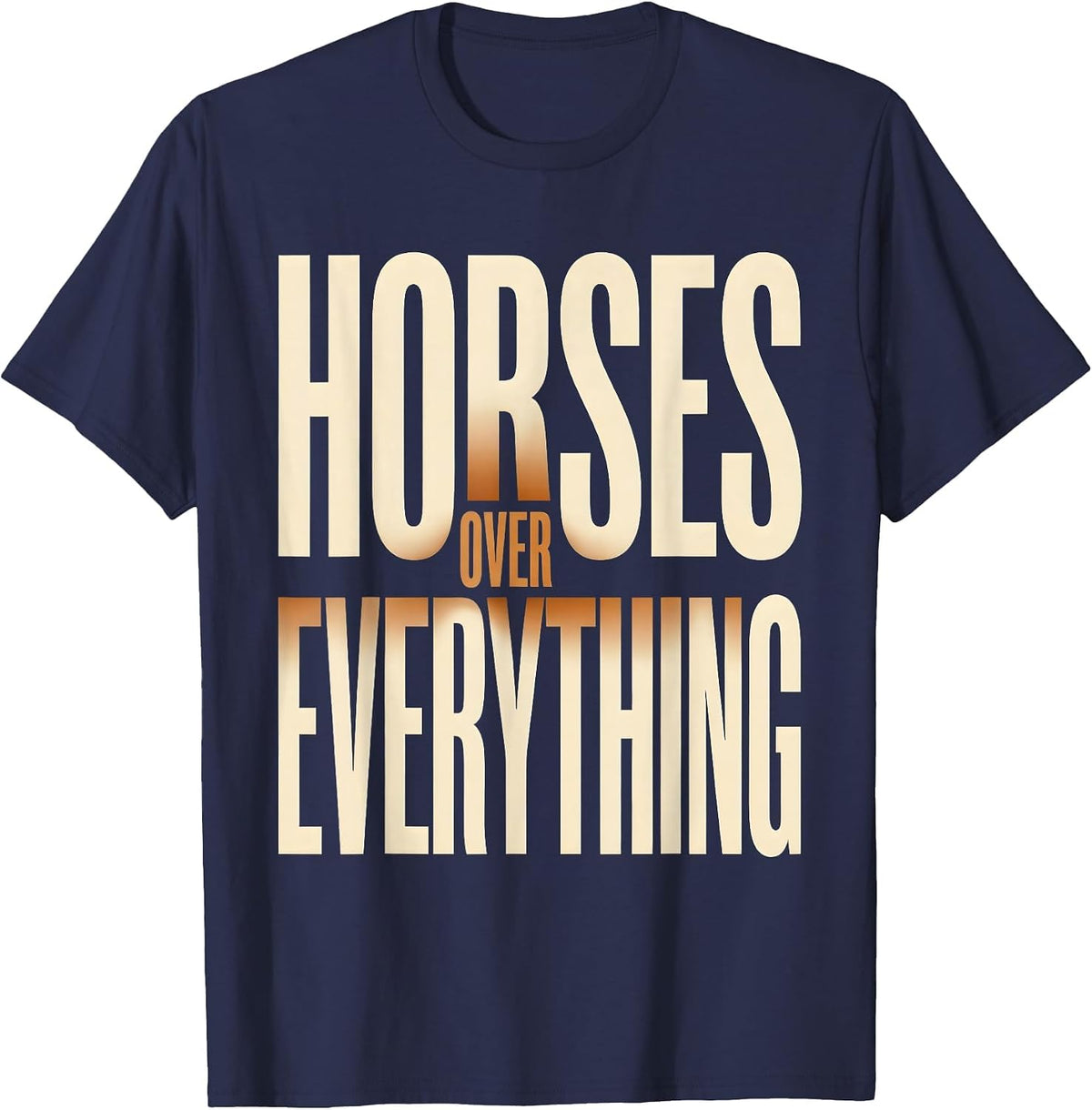 Horses Over Everything Cowgirl Graphic Design T-Shirt - Navy Blue