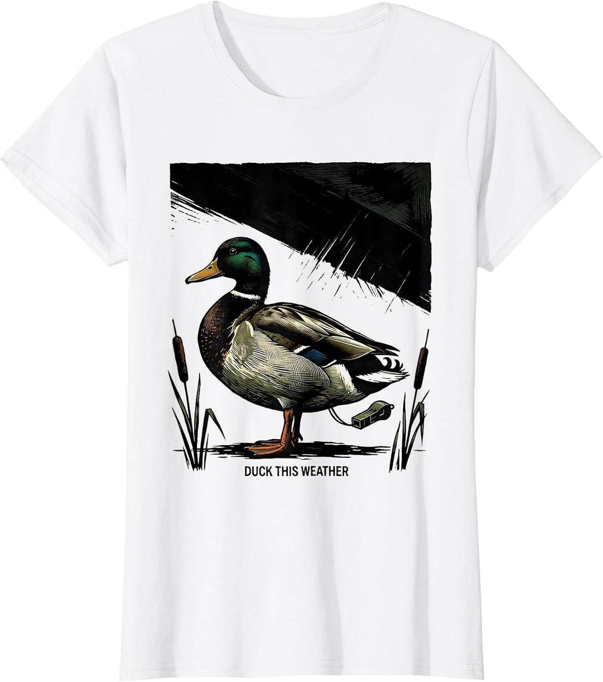 Duck This Weather Funny Duck Hunter Hunting Dad Humor T-Shirt - White