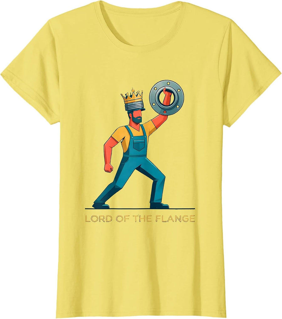 Women's Lord of the Flange Funny Plumber Pipefitter Steamfitter Gift T-Shirt - Lemon Yellow