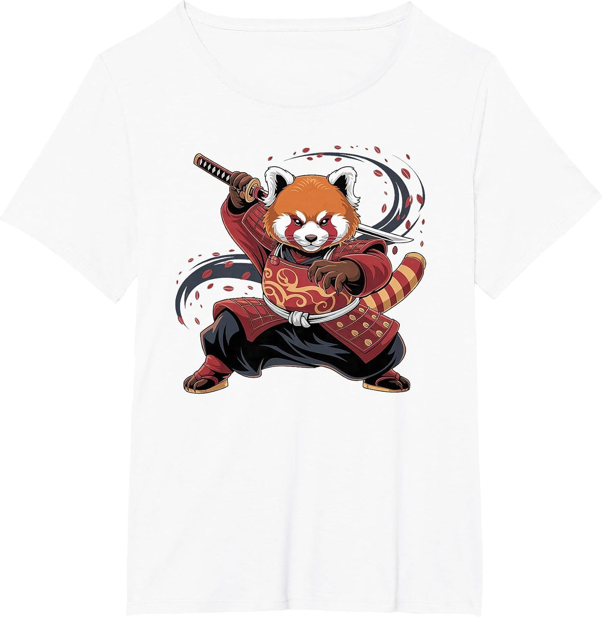 Red Panda Samurai Warrior Ninja Japanese Art Japan T-Shirt - White