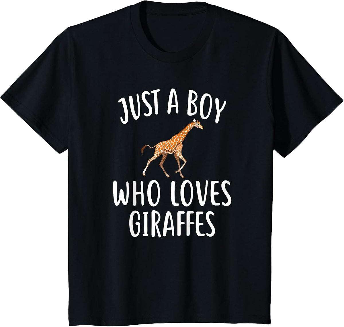 Just A Boy who Loves Giraffes T-Shirt Funny Giraffe Tee T-Shirt - Black