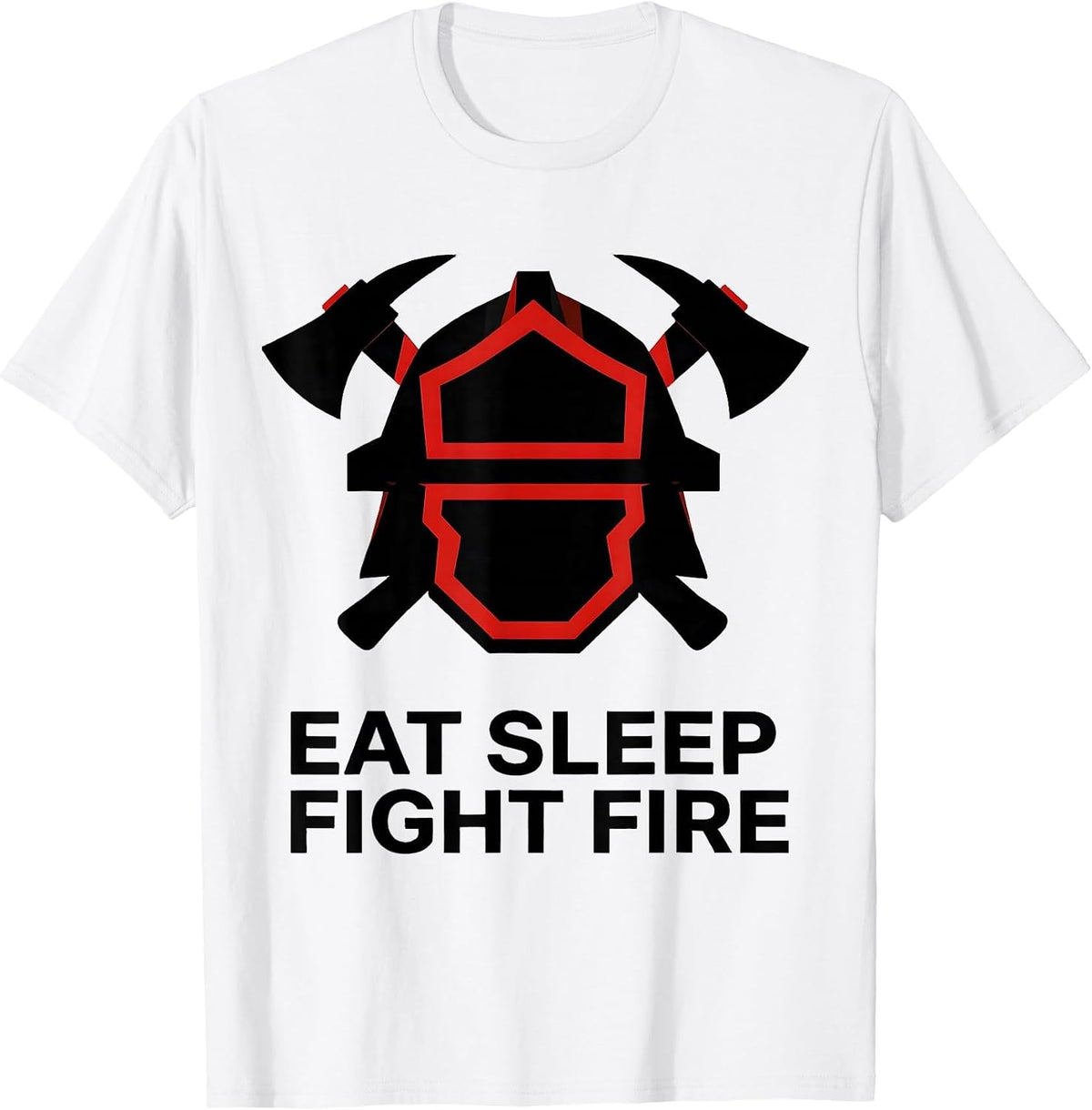 Men's Eat Sleep Fight Fire Firefighter Design T-Shirt - White