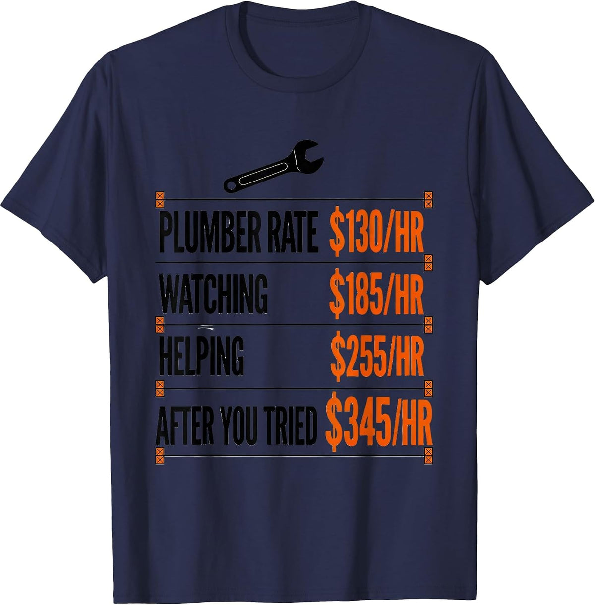 Men's Plumber Rate $130/hr Funny Plumber Gift T-Shirt - Navy Blue