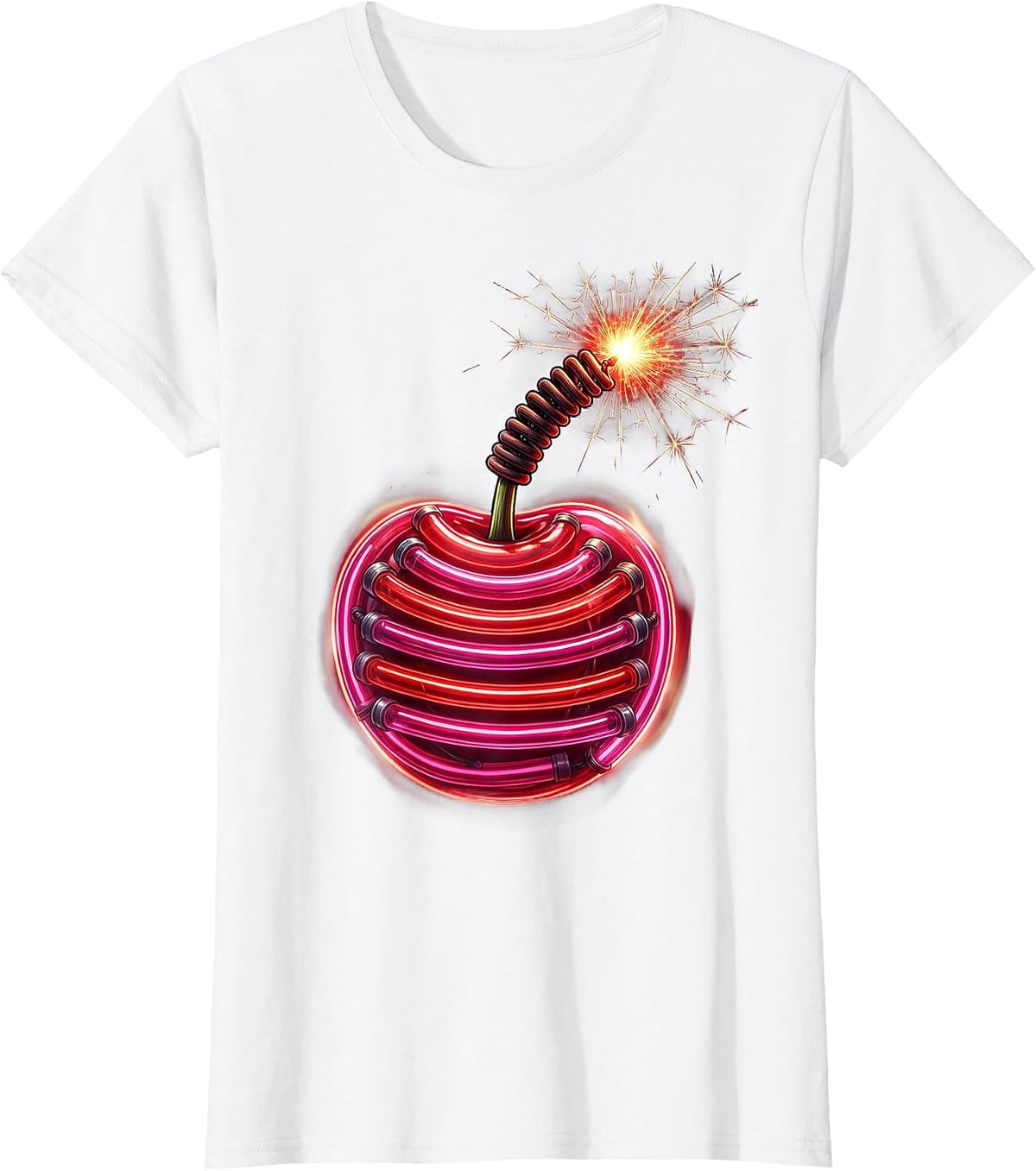Cherry Bomb Sparking Fuse Graphic Tee T-Shirt - White