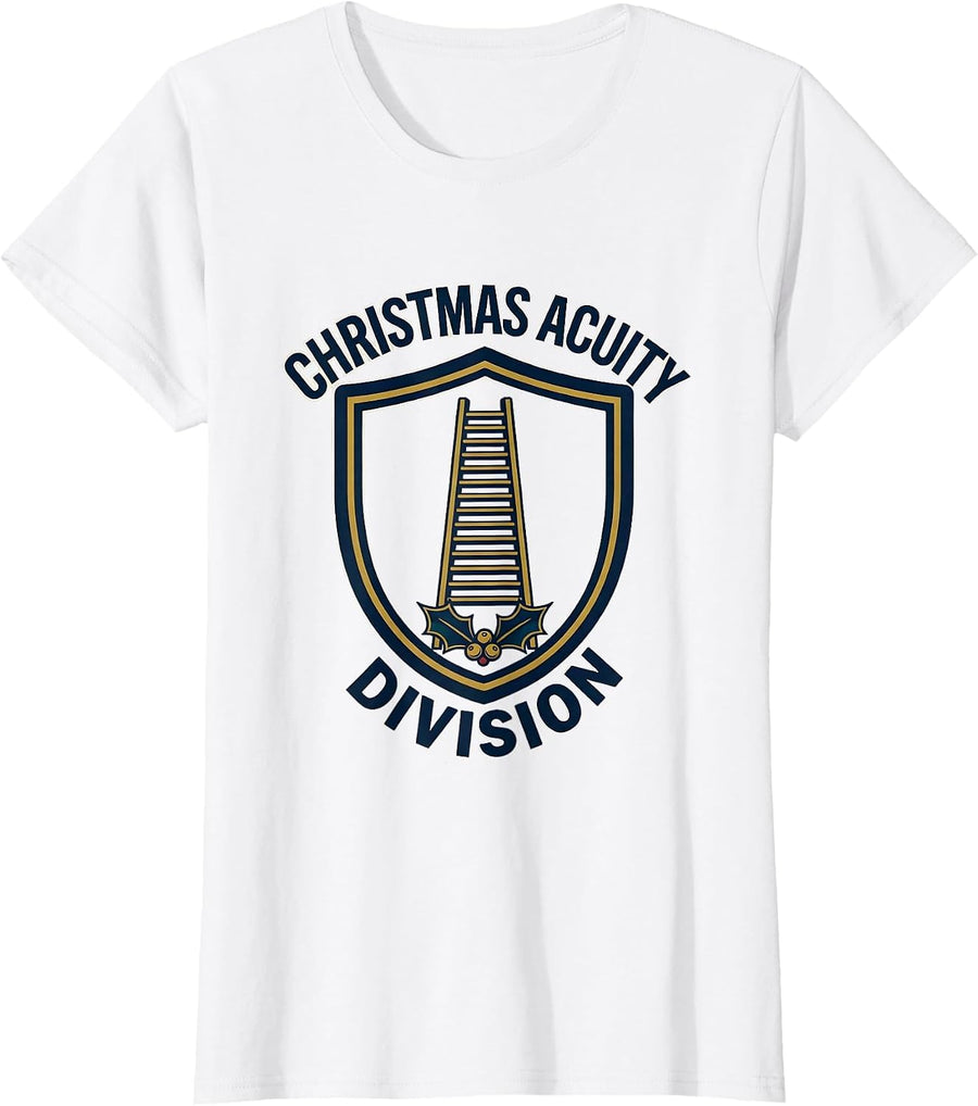 Women's Christmas Acuity Division Emblem Optometrist Eye Doctor T-Shirt - White