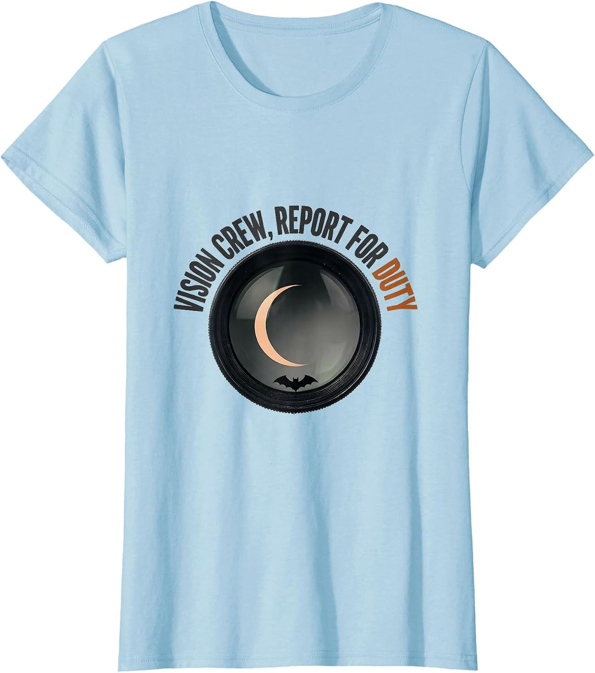 Women's Vision Crew Report for Duty Minimalist Halloween Optometrist T-Shirt - Baby Blue