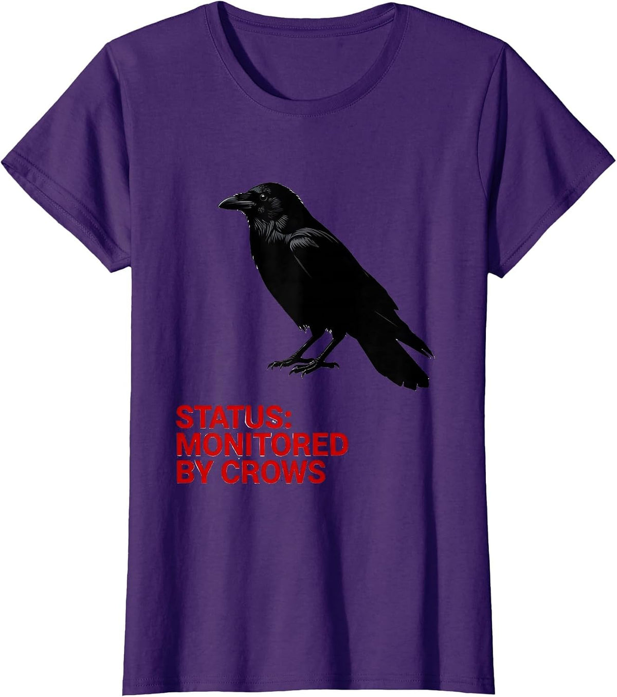Women's Status Monitored By Crows Dark Humor Crow Obsession Gothic T-Shirt - Purple