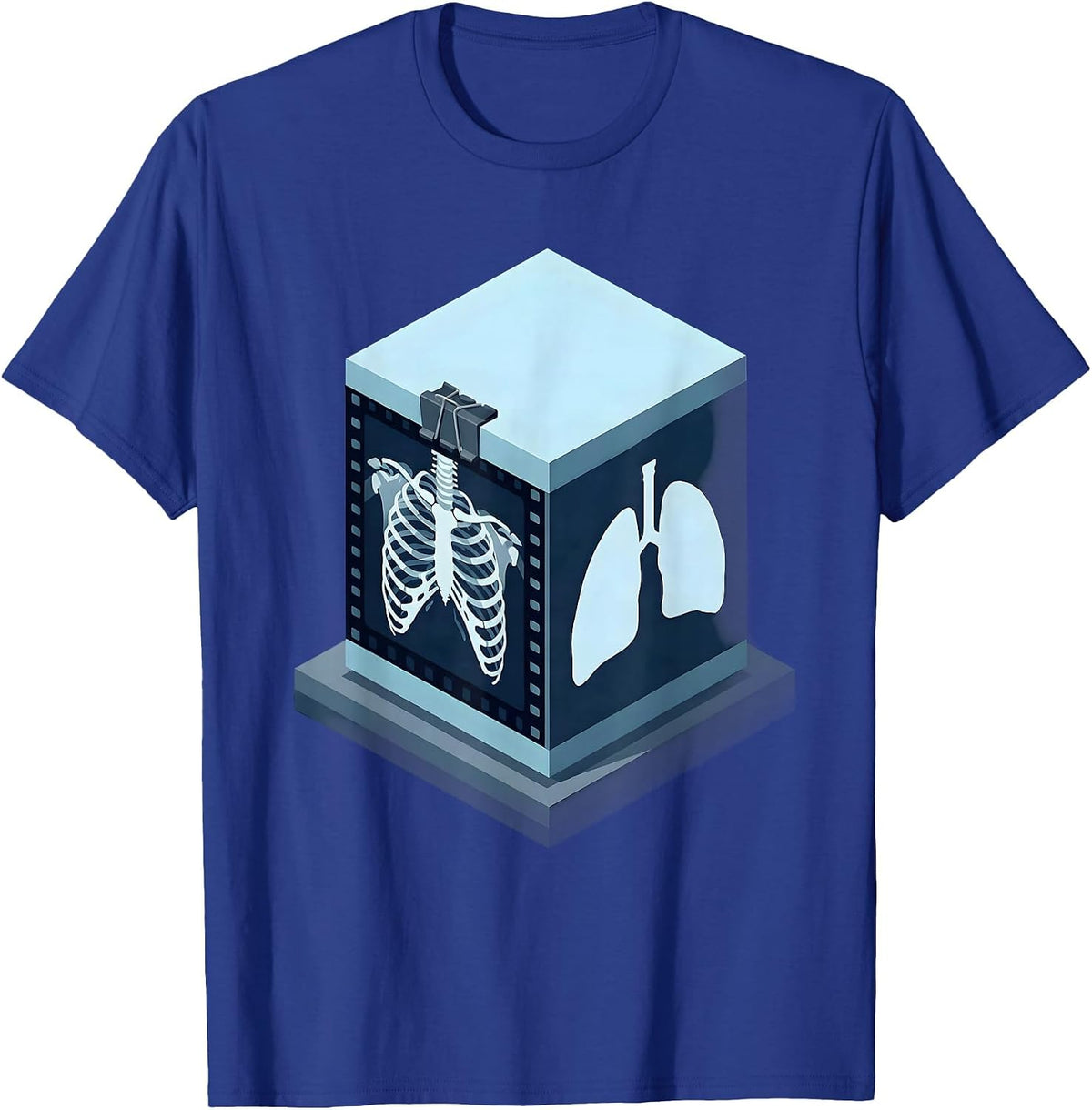 Glowing Chest X-Ray Radiology Illustration T-Shirt - Royal Blue