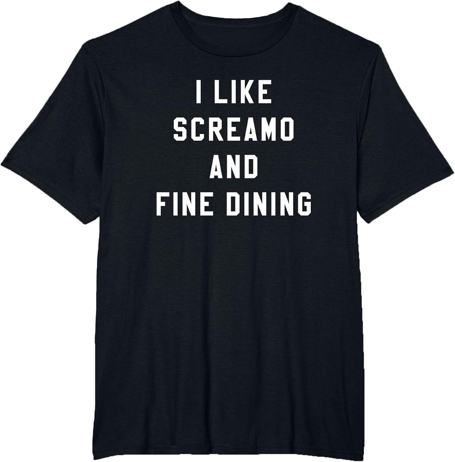 I Like Screamo and FINE Dining Funny Emo Goth Punk Music T-Shirt, Men's Big and Tall, Black, 4X Tall - As Pictured
