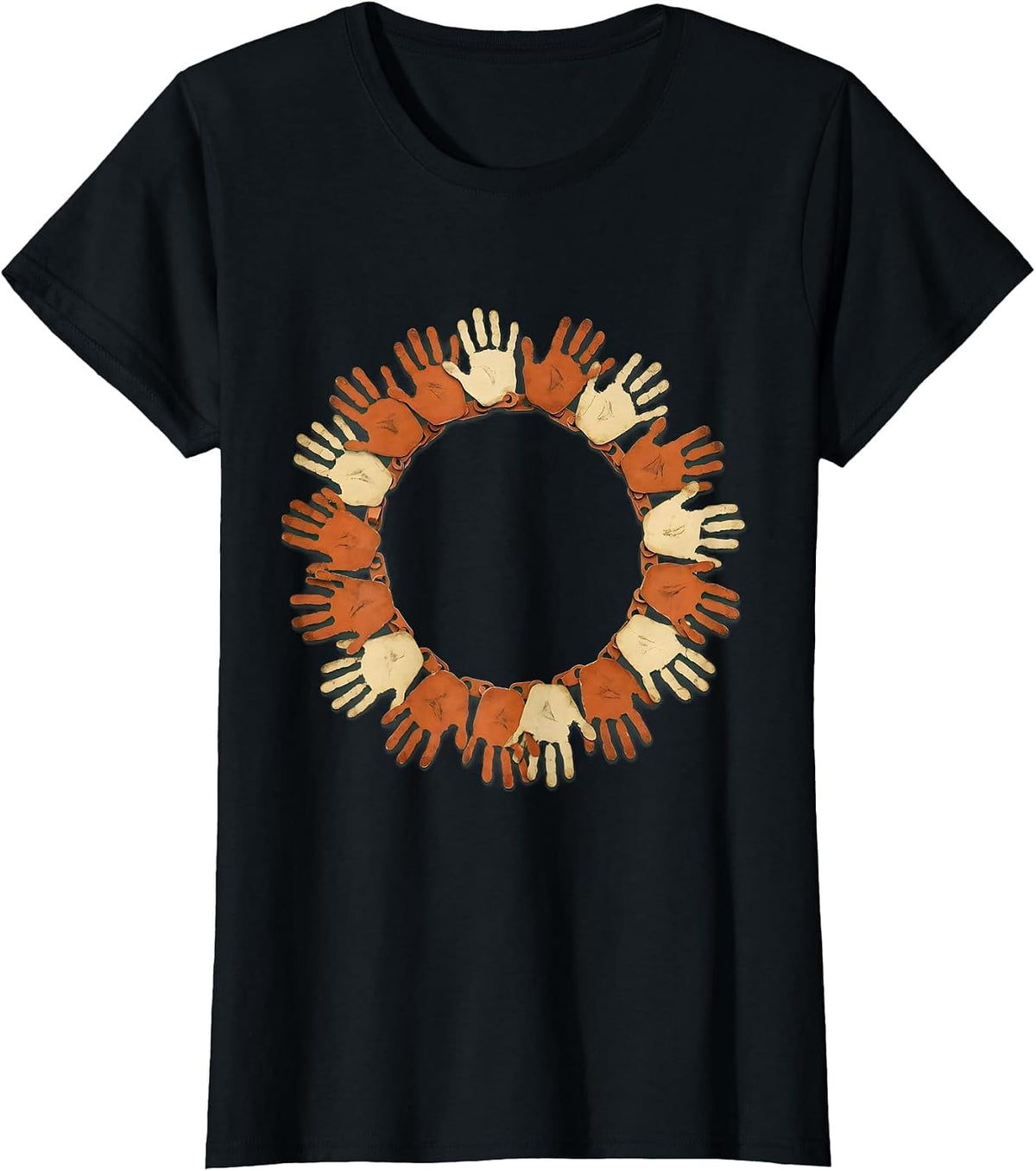 First Grade Teacher Paper Chain Handprint Art T-Shirt - Black
