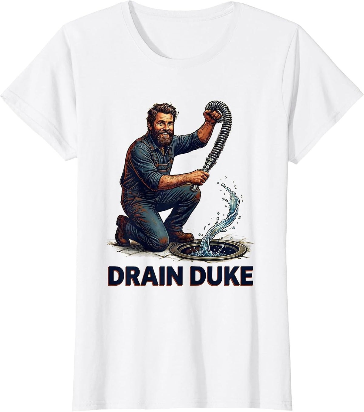 Drain Duke Funny Plumber Art Gift Steamfitter Plumbing T-Shirt - White