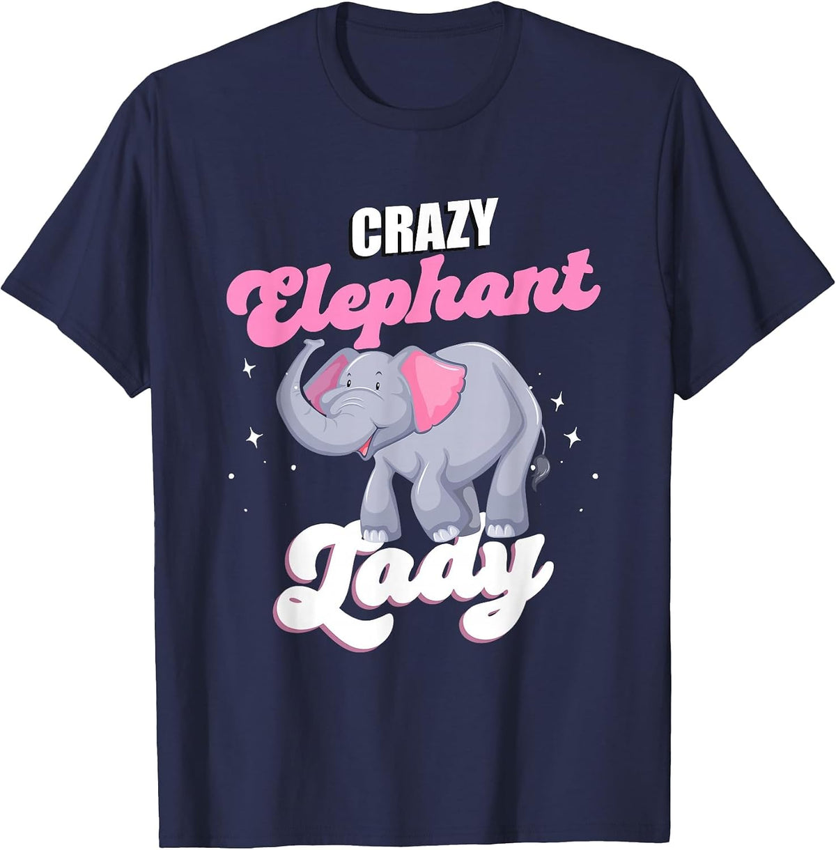 Elephant Animals - Crazy Elephant Lady T-Shirt - Navy Blue