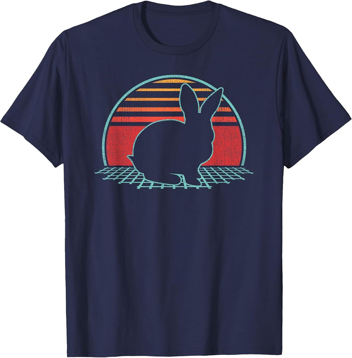 Rabbit Bunny Lover Farmer Animal Retro Vintage 80s Style T-Shirt - Navy Blue