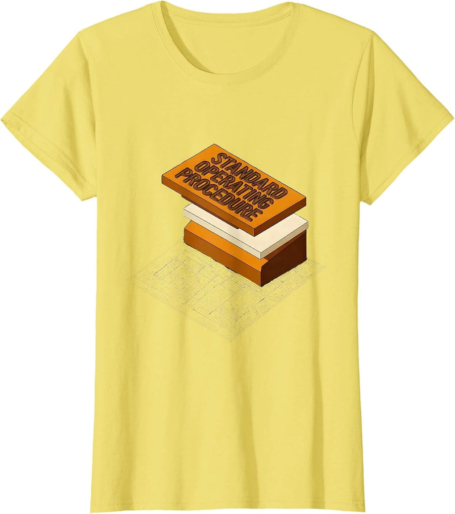Women's Standard Operating Procedure Funny Owl English Teacher Humor T-Shirt - Lemon Yellow