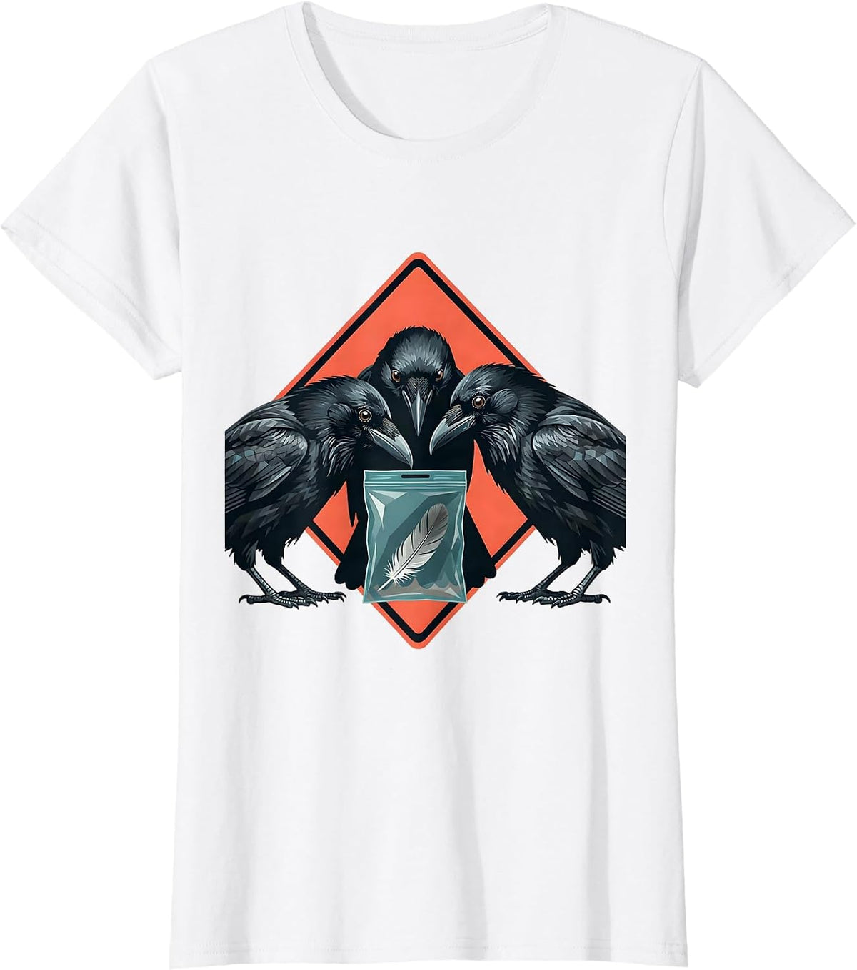 Angular Crows Murder Dark Humor Gothic Bird Lover T-Shirt - White