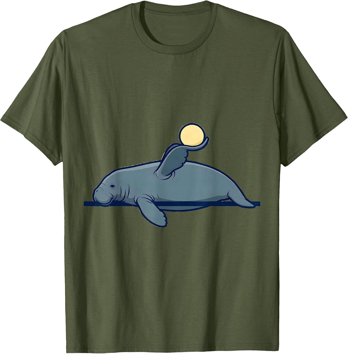 Men's Manatee Sea Cow Funny Animal Lover Humor T-Shirt - Olive Green