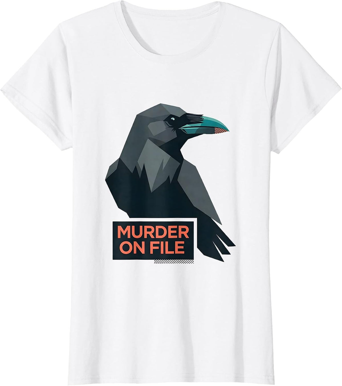 Murder On File Dark Humor Gothic Crow Lover Bird Enthusiast T-Shirt - White