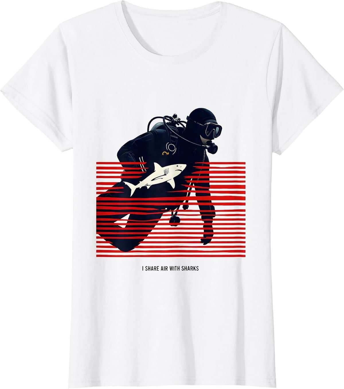 I Share Air With Sharks Funny Scuba Diver Humor T-Shirt - White
