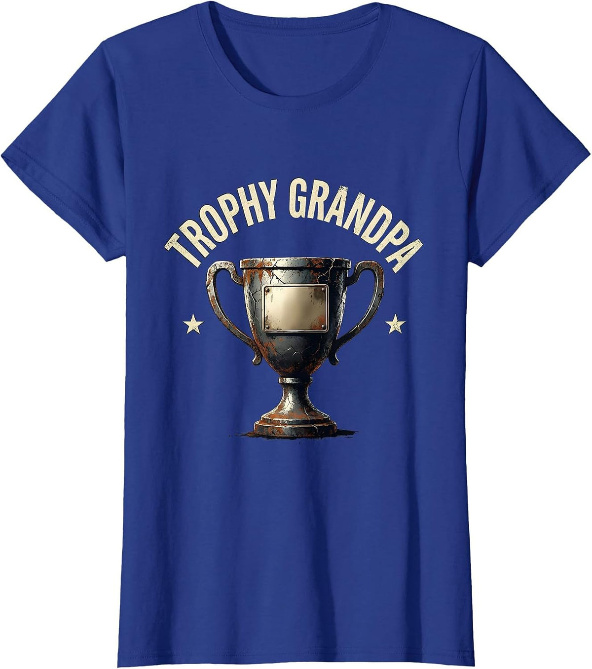 Women's Trophy Grandpa Distressed Funny Father Gift Idea T-Shirt - Royal Blue