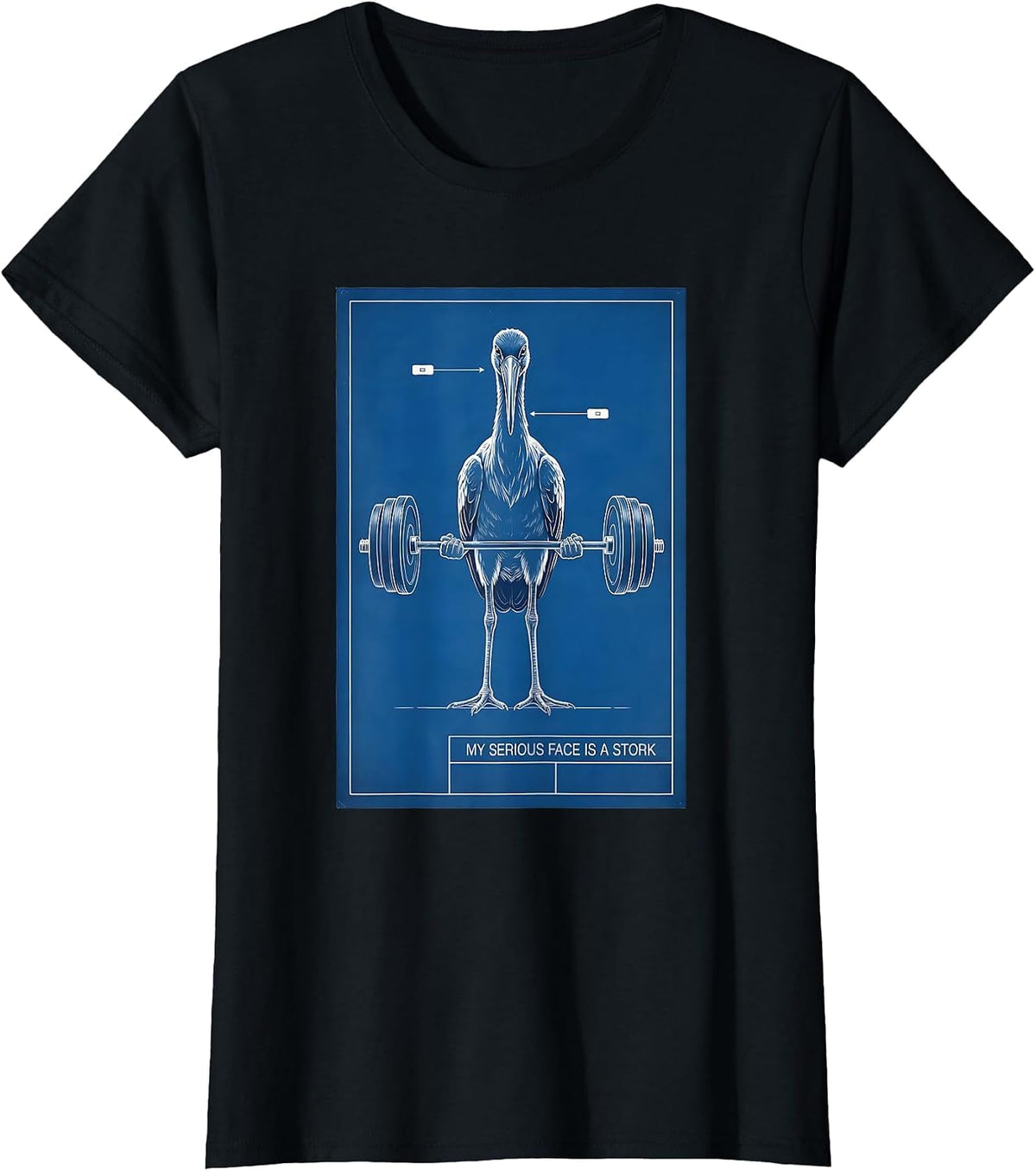 Women's My Serious Face Is A Stork Funny Gym Weightlifting Workout T-Shirt - Black
