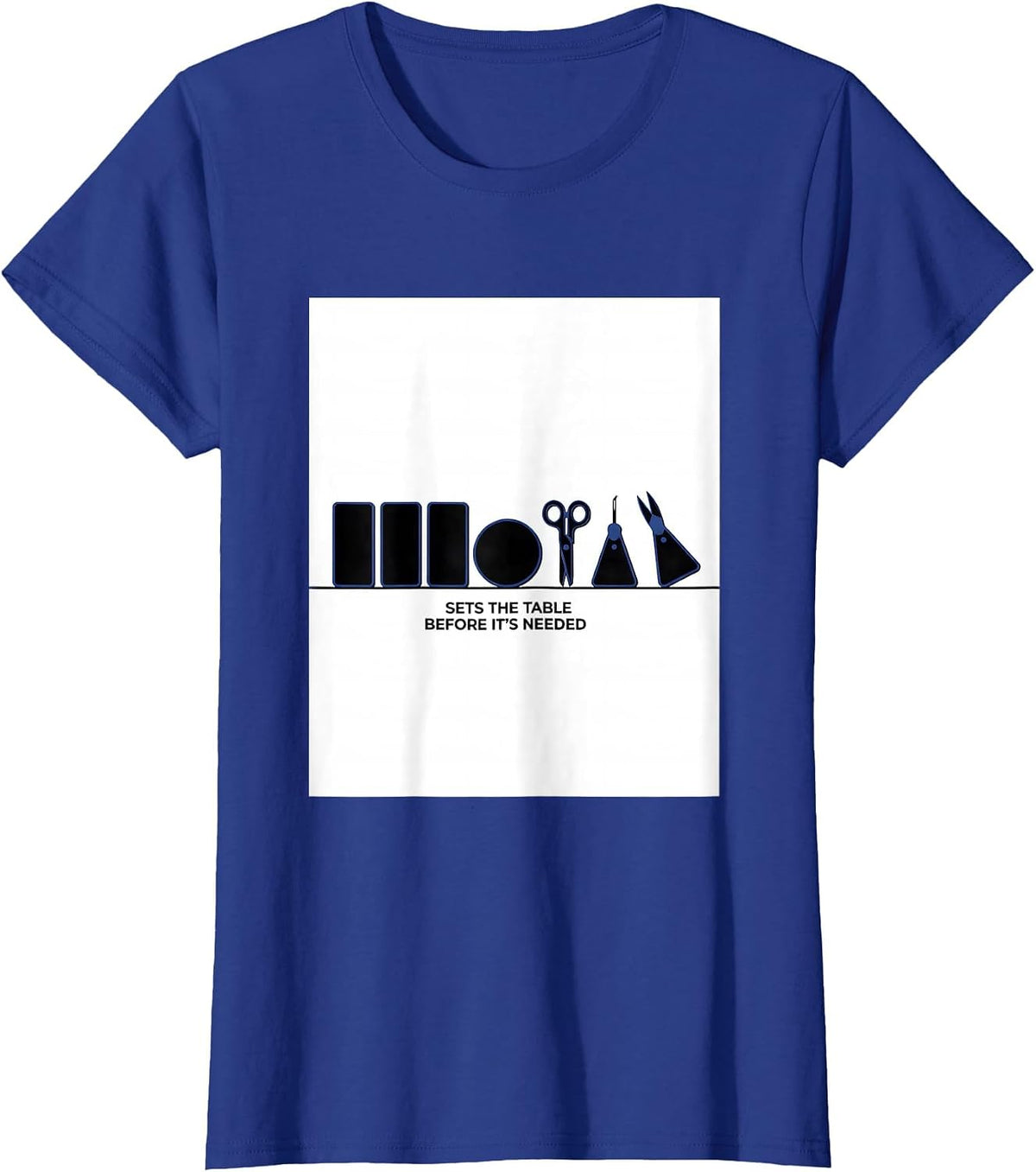 Women's Sets The Table Before It's Needed Geometric Surgical Tech T-Shirt - Royal Blue