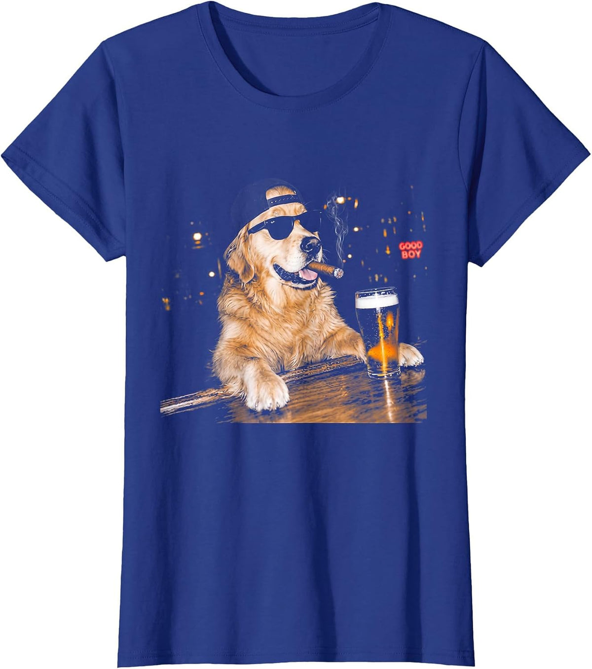 Funny Golden Retriever Drinking Beer Meme Dog Men Women T-Shirt - Royal Blue