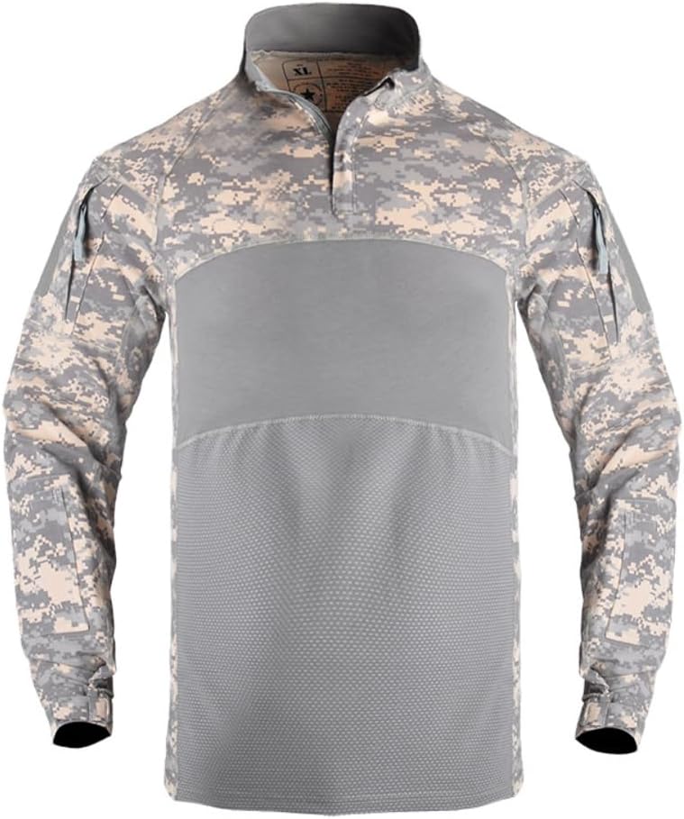 TOMITANY Long Sleeve Military Shirt for Men Slim Fit Airsoft Combat Shirts Cargo Tactical Work Utility Shirts - Acu