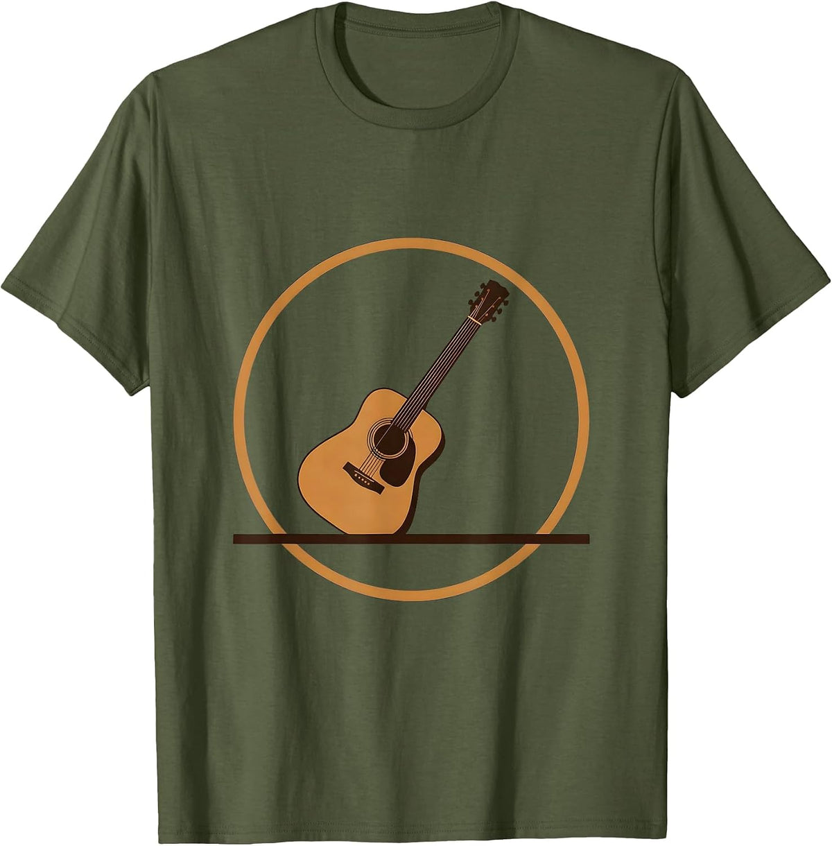 Acoustic Guitar Dorm Room College Life Graphic T-Shirt - Olive Green