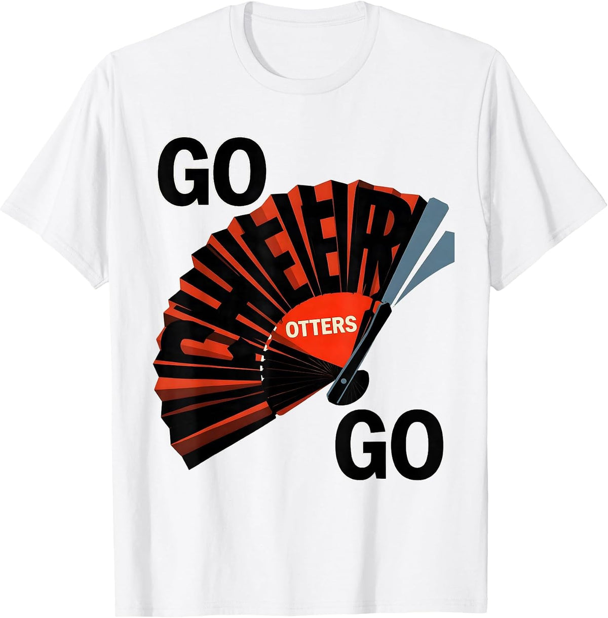 Men's Go Cheer Otters Go Constructivist Poster Cheer Squad Mascot T-Shirt - White