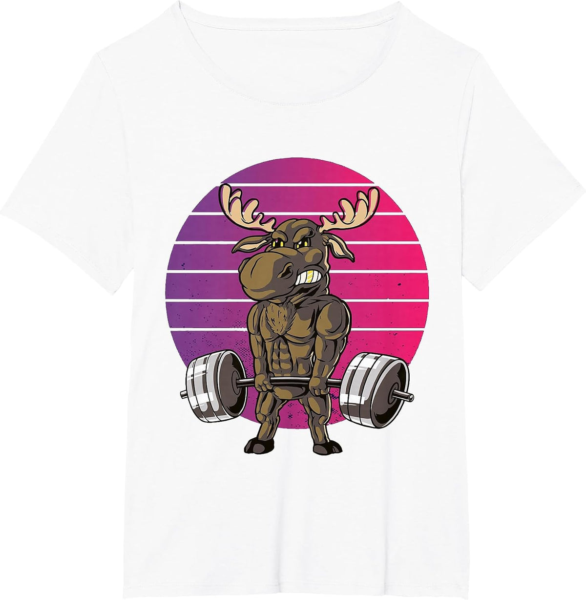 Funny Deadlift Moose Weightlifting Gym Humor Wild Animals T-Shirt - White