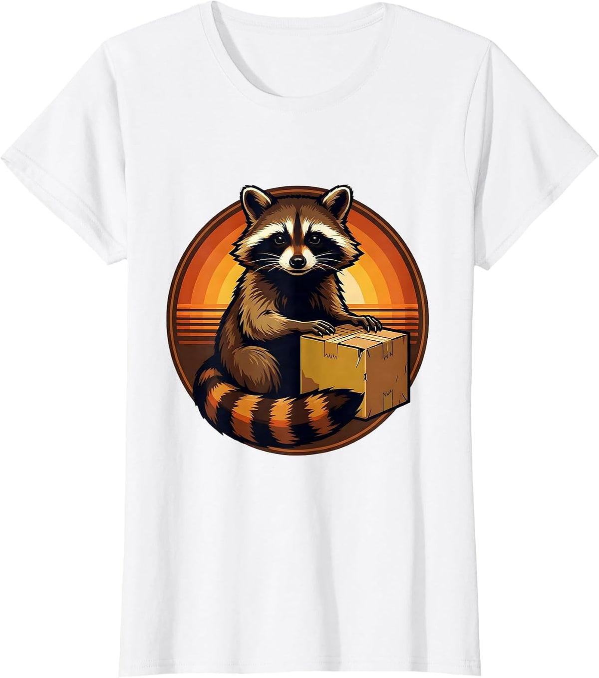 Retro 70s Raccoon Badge Night Crew Trash Panda Meme T-Shirt - White
