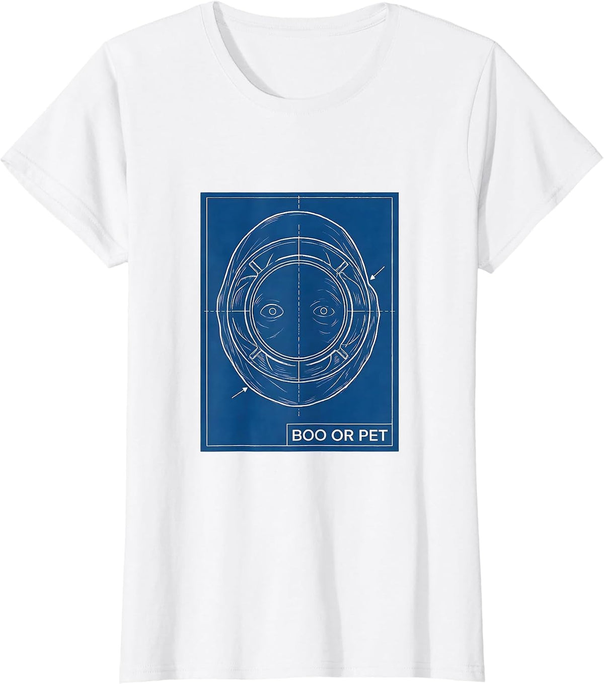 Women's Boo Or PET Technical Blueprint Radiology Tech Halloween T-Shirt - White