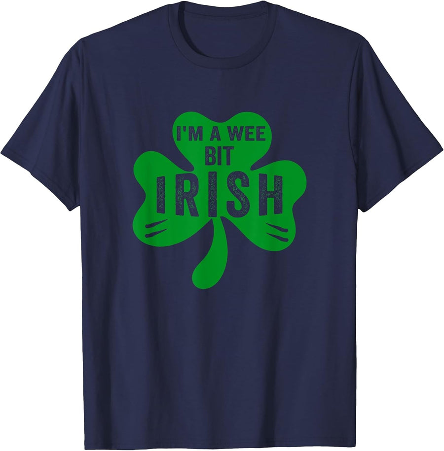 I'm A Wee Bit Irish St Patricks Day Green Proud Irish T-Shirt - Navy Blue