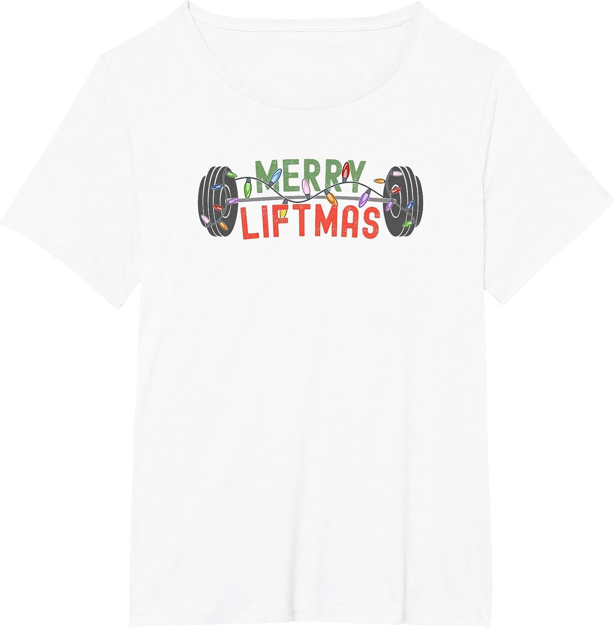 Merry Liftmas - Funny Weightlifter, Weightlifting, Weights T-Shirt - White