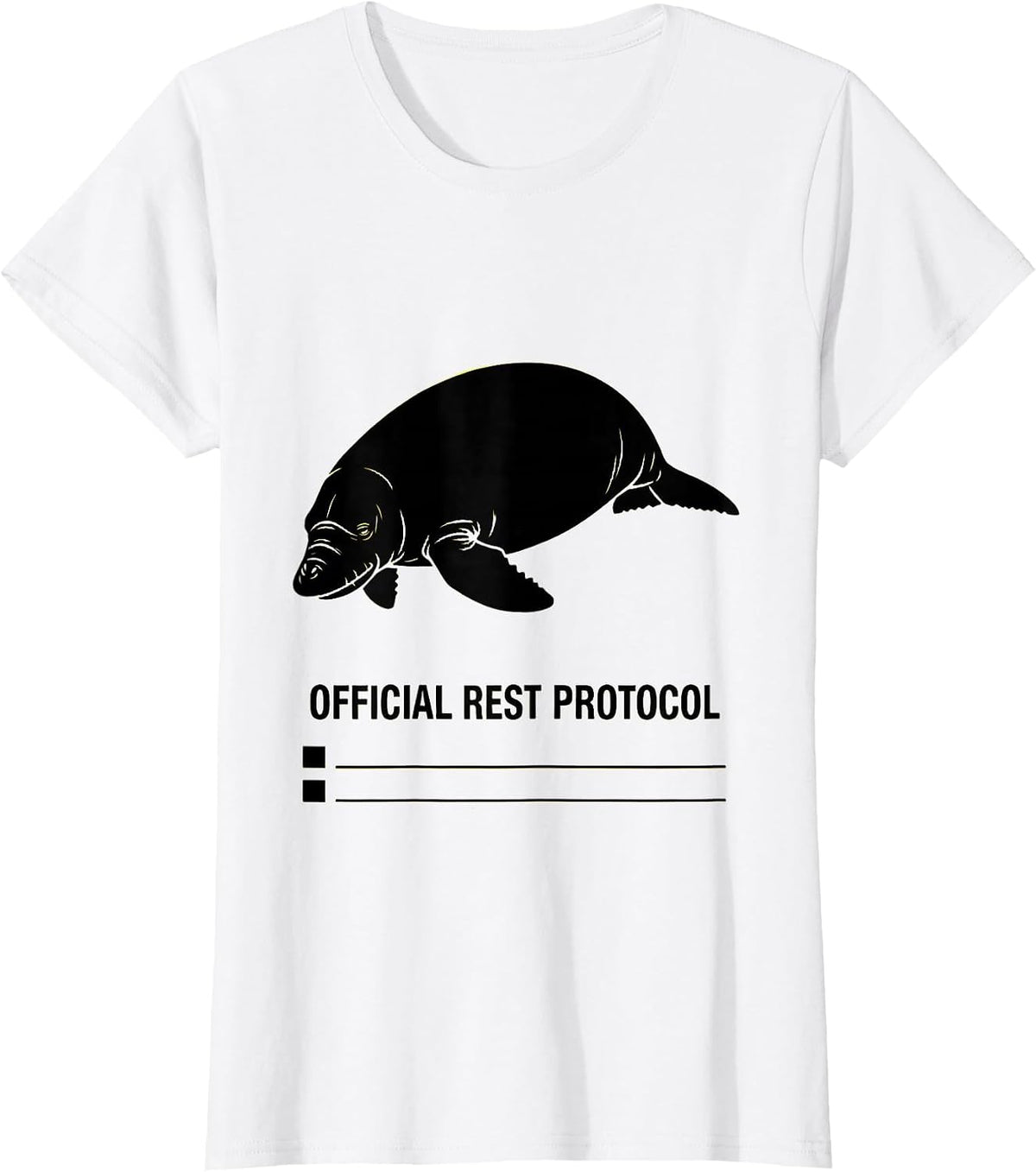 Official Rest Protocol Funny Manatee Wildlife Humor T-Shirt - White