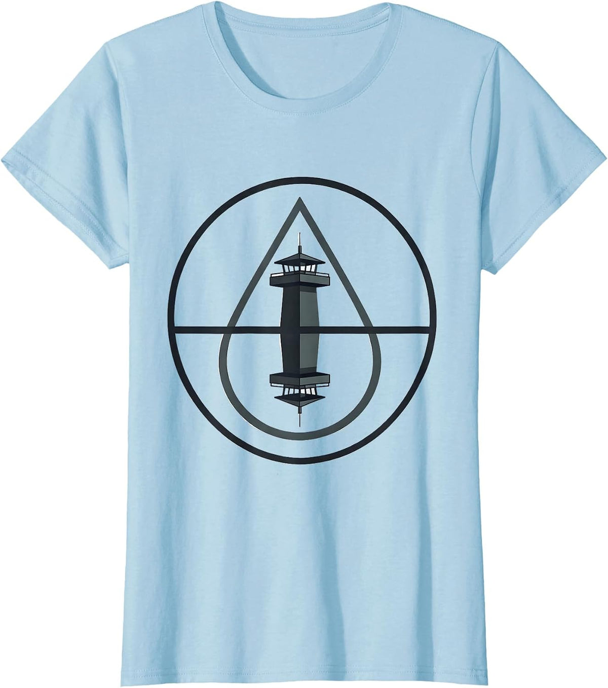 Watchtower Teardrop Big Brother Surveillance Art T-Shirt - Baby Blue