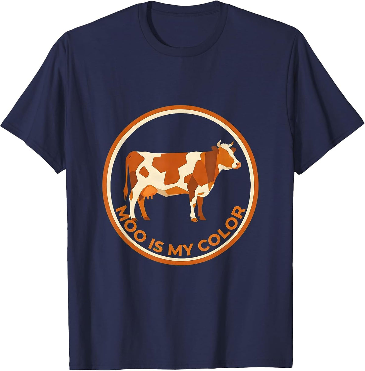 Men's Moo Is My Color Cow Print Design T-Shirt - Navy Blue