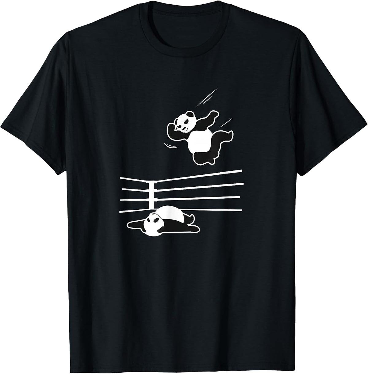 Panda Bear Wrestler Wrestling Grappling T-Shirt - Black